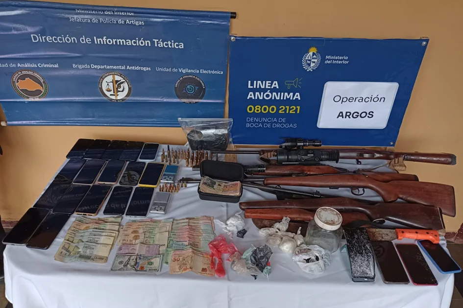 Elementos incautados por la policía en Operacion ARGOS